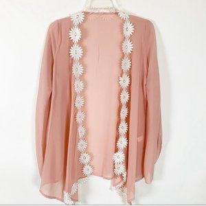 (3 for $25) Pink Floral Cardigan Size 7